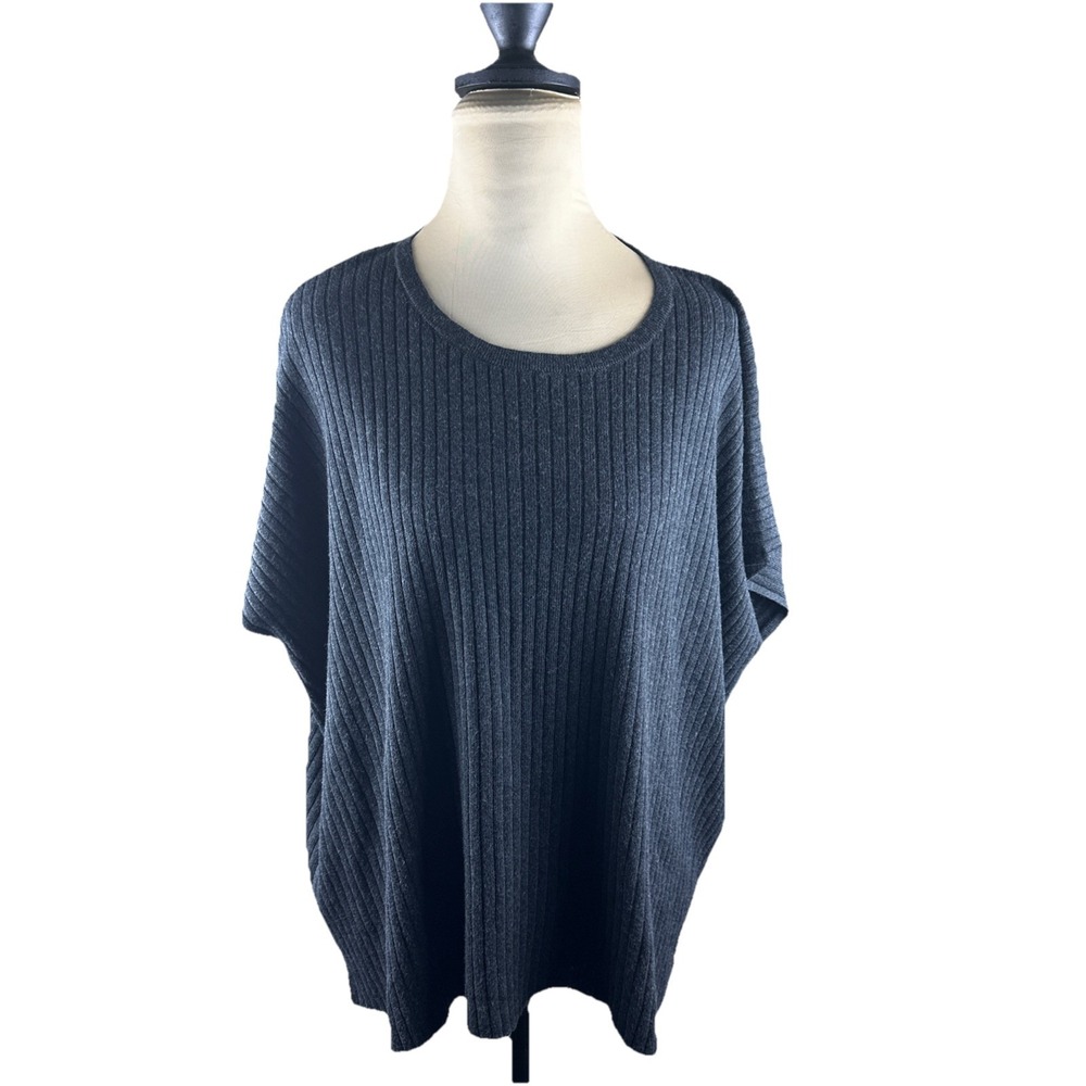 Eileen Fisher Women L Black Ribbed Sleeveless Sweater Organic Cotton Tencel Knit